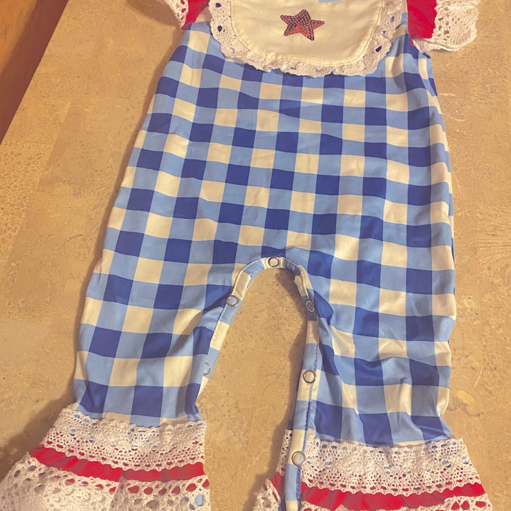 Girl 6-12 mos. Patriotic Red White Blue Romper